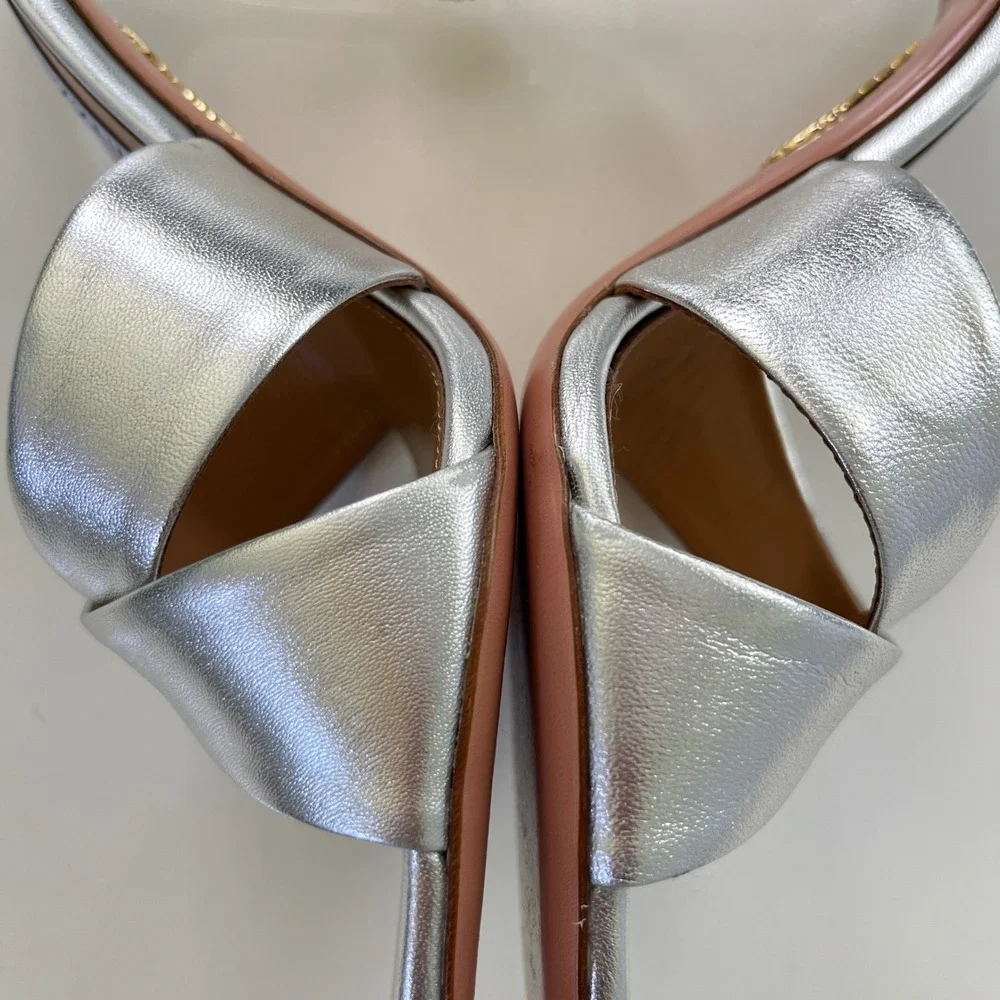 Aquazzura 10th Anniversary Yes Darling 95 Mule in Silver - Picture 7 of 13
